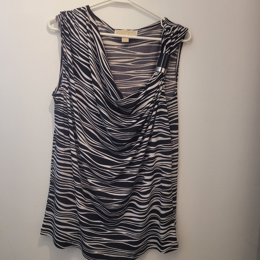 Michael Kors XL Women's Sleeveless Blouse Zebra Pattern